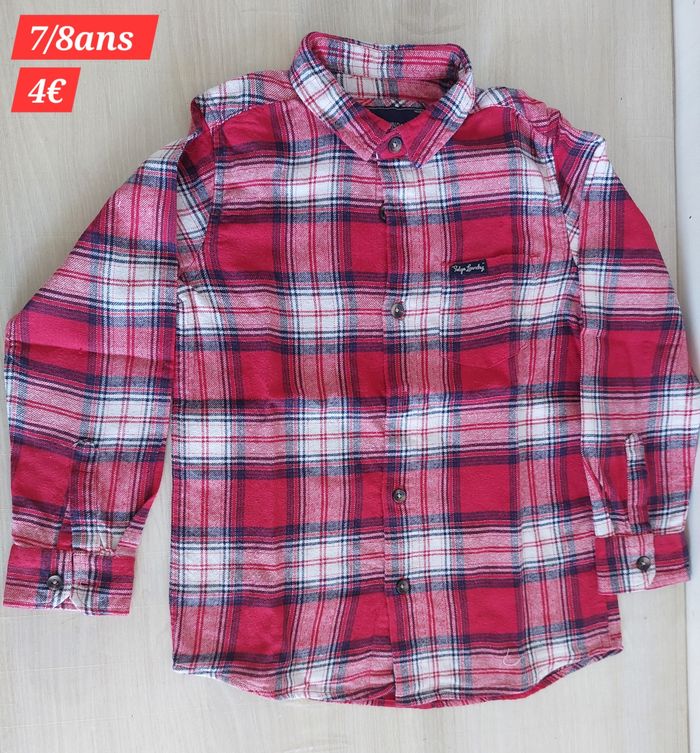 Chemise rouge noire et blanche garçon 7/8ans - photo numéro 2