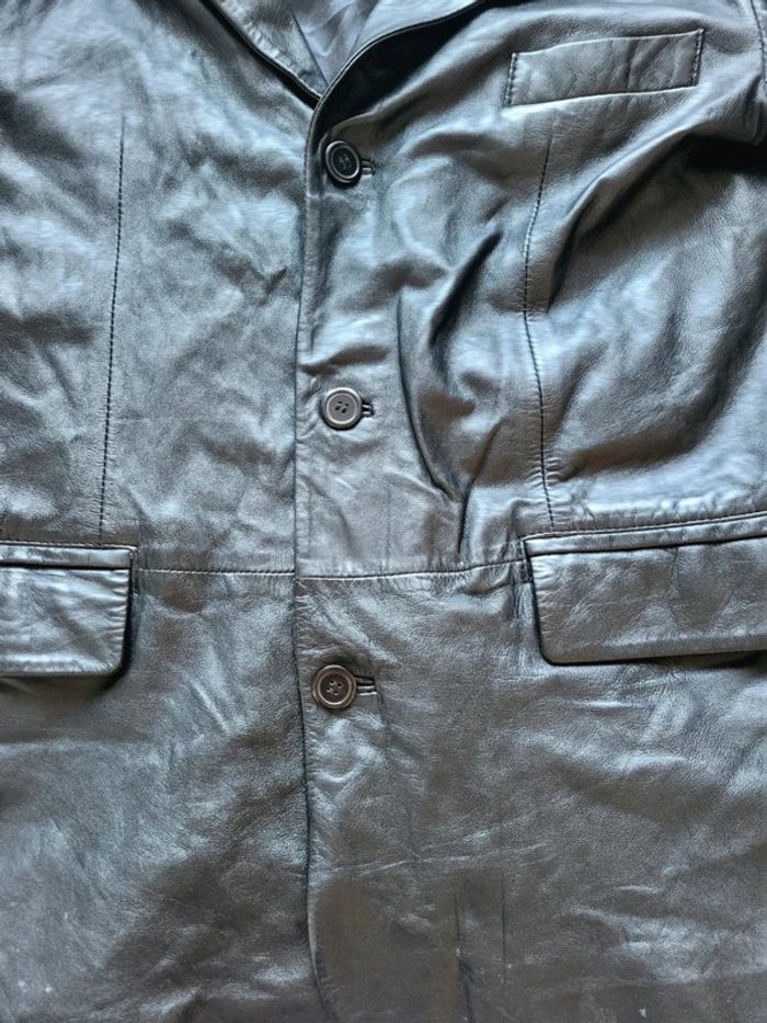 Veste Blazer en Cuir Véritable Serge Pariente - Noir - Taille 3XL - photo numéro 4
