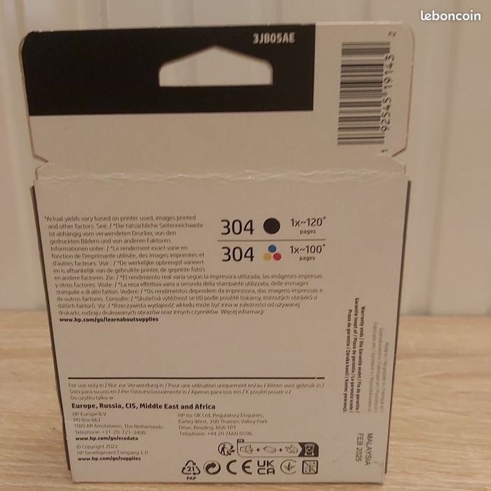Pack de deux cartouches d'imprimante d'encre hp 304 d'origine - Noire + couleur- - photo numéro 2