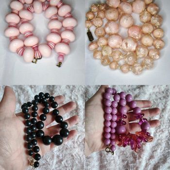 Lot de 4 colliers de grosses perles vintage inspiration 70's