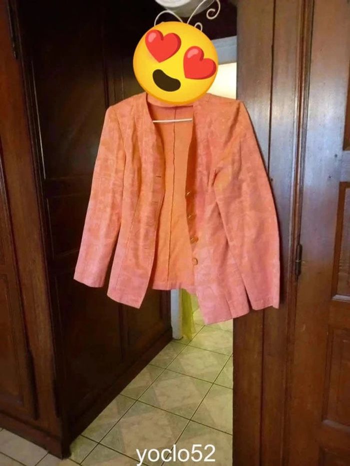Veste style tailleur corail Camaieu S/36 - photo numéro 2