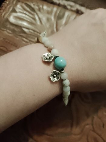 bracelet en turquoise,turquoises amazonites et argent tibétain artisanal.