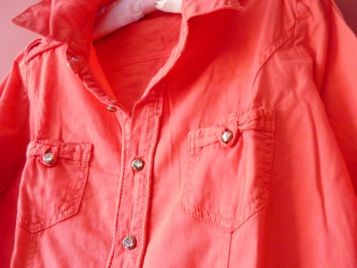 Chemise tunique Femme 38 ou M TBE rose corail manches 3/4 - photo numéro 2