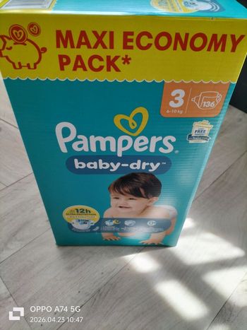 PAMPERS BABY DRY NEUF - MAXI ECONOMY PACK -Taille 3 (6-10kg) 136 couches