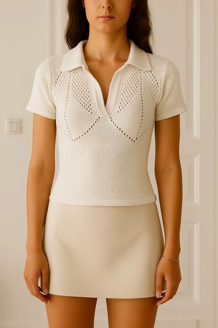 Top tricot broderies ajouré Zara - photo numéro 2