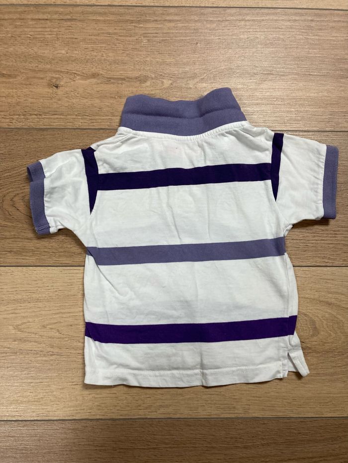 Polo blanc rayé violet - photo numéro 2