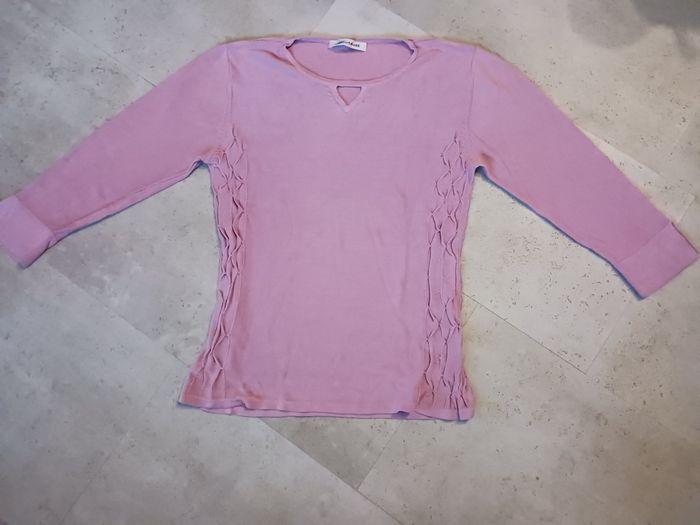 top mauve manches 3-4 Taille 2 Christine Laure Neuf - photo numéro 2