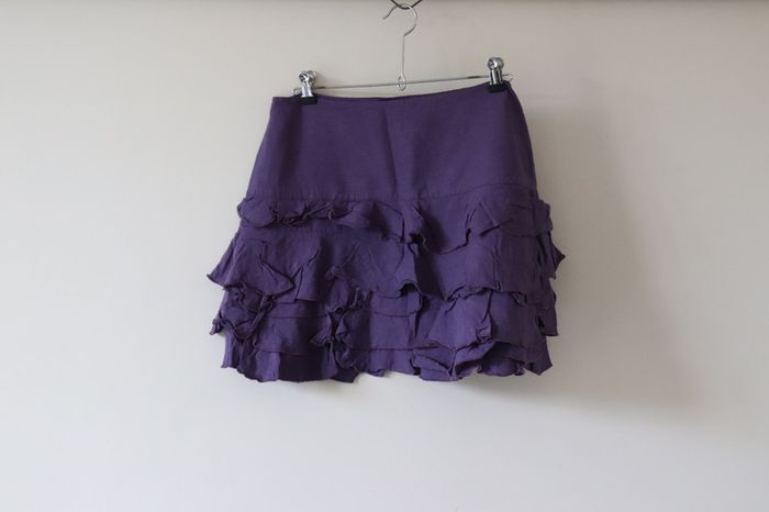 Jupe violette à volants taille 42 en lin - photo numéro 4