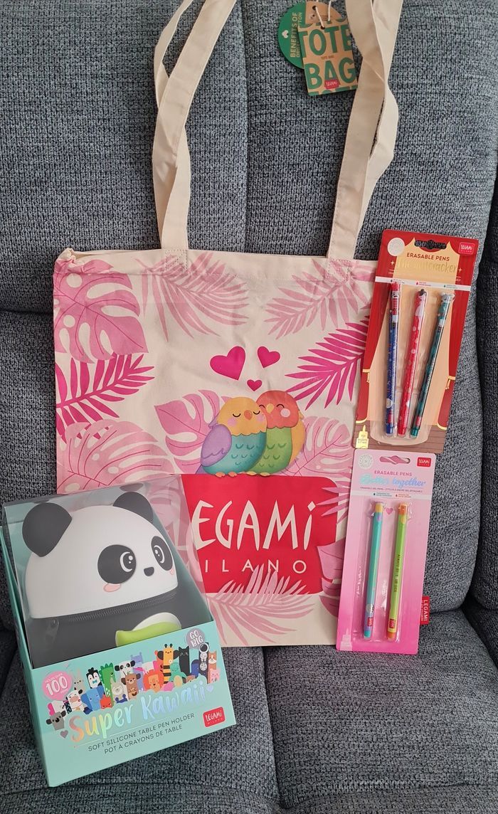 Legami Saint Valentin 2026 Set Effaçables + Tote Bag + Trousse XXL Panda + Set Noel 2025