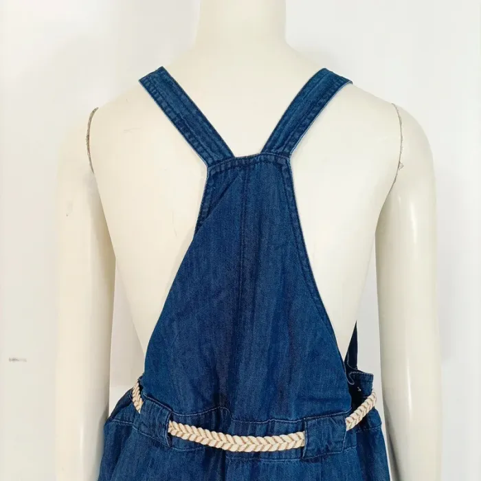 Salopette en jean bleu sans manches - ceinture corde - dos nu Taille M/L A396 - photo numéro 13