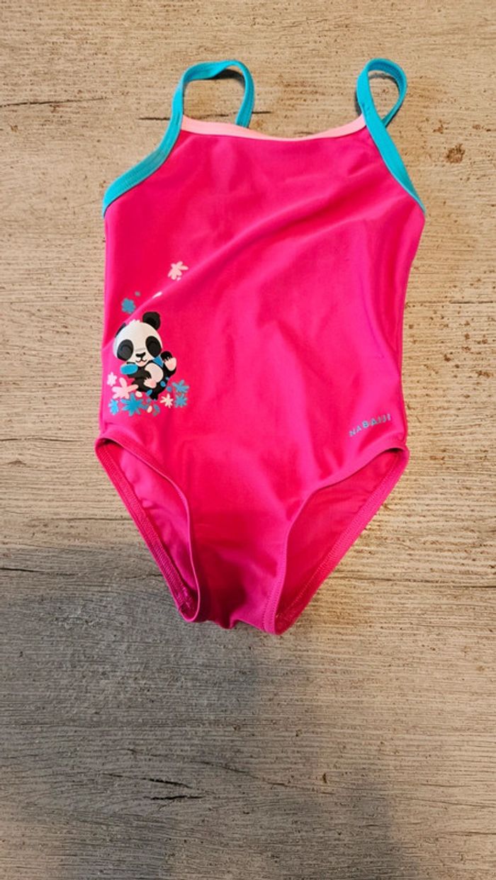 Maillot de bain 1 pièce fille, rose fushia, Decathlon, 3 ans, nickel