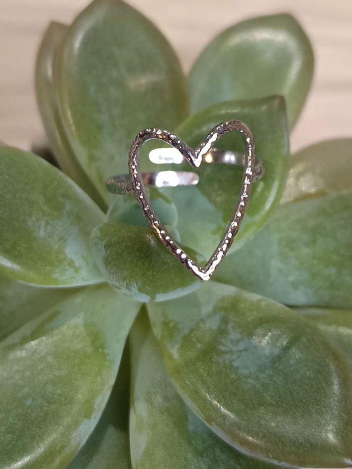 Bague cœur argentée ajustable