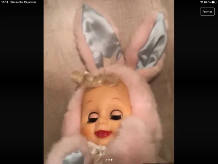 Rare peluche poupée lapin - photo numéro 2