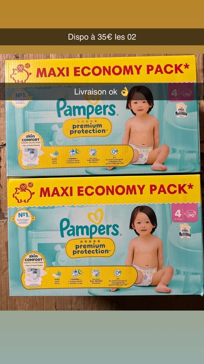 Lot de 02 cartons pampers T4 Premium protection
