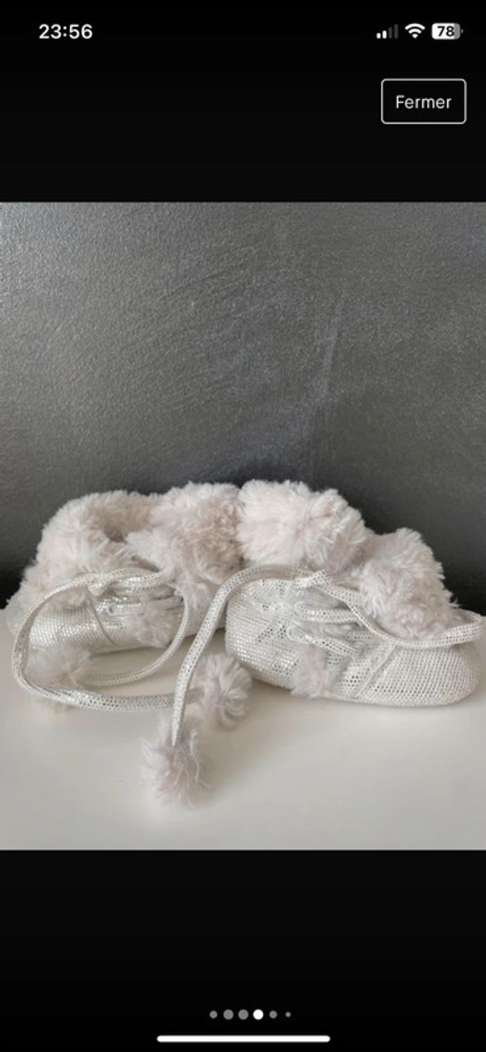 Chausson bébé fille blanc argenté - photo numéro 4