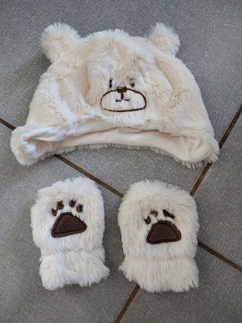 Bonnet et gants ours T6-12 M