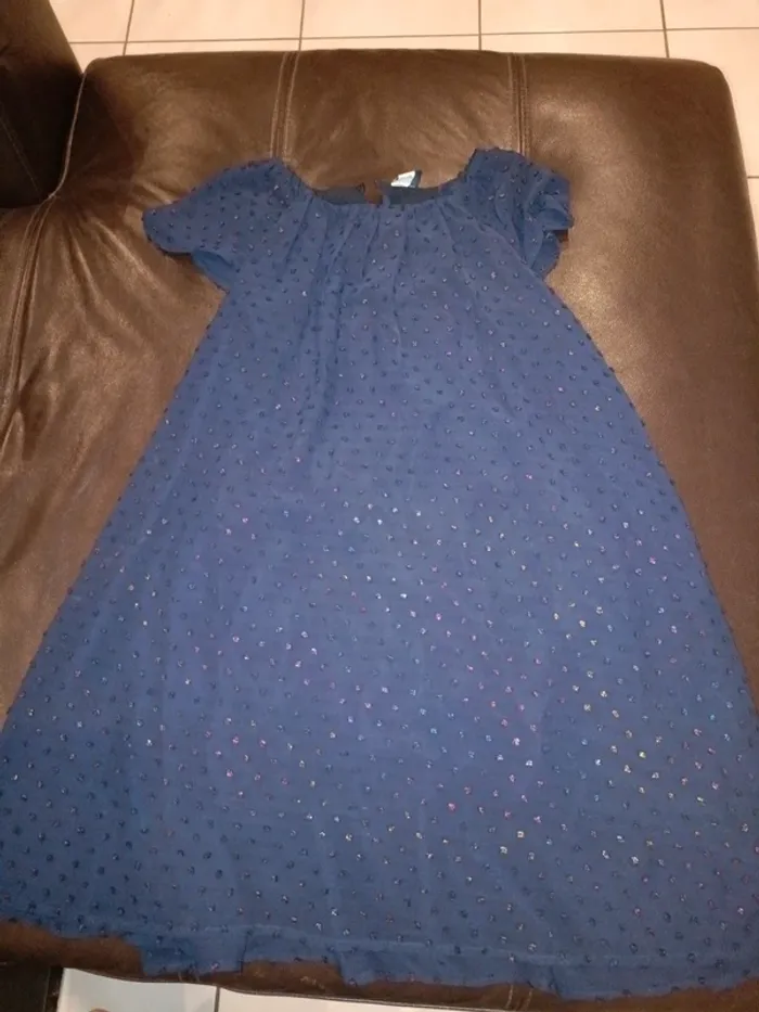 Magnifique robe 10 ans bleu multicolore 3 pommes