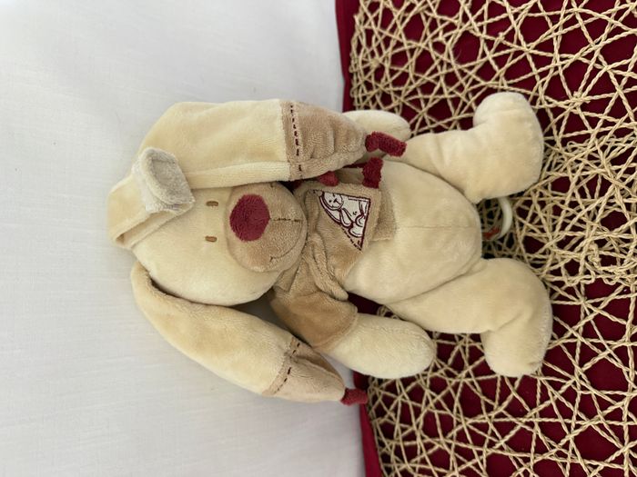Doudou musical lapin gilet beige bordeaux NICOTOY - photo numéro 5