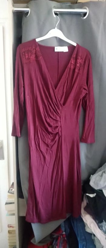 Robe cache cœur fluide bordeaux femme 42/44 la redoute