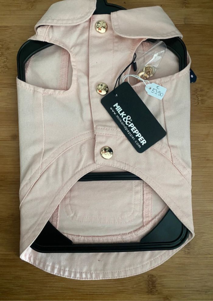 Veste jean rose et noeud a poids chien taille 32 - photo numéro 4