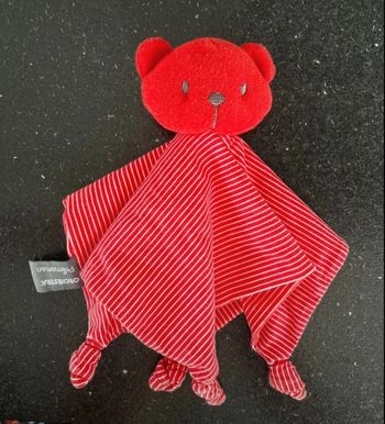 Doudou orchestra, Prémaman, plat, rouge, rayé blanc ours