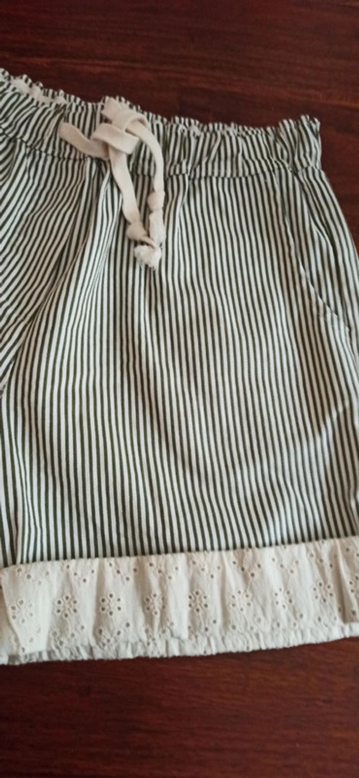Short à rayures et broderie anglaise - photo numéro 4