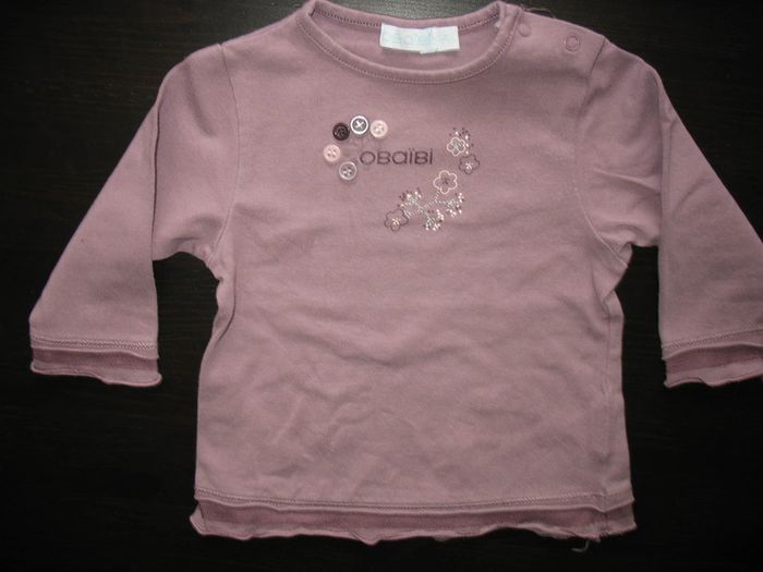 TEE SHIRT ML MAUVE BÉBÉ FILLE "OBAIBI" - 6 mois - n°07