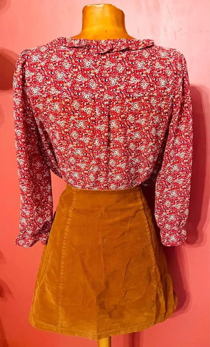 Élégante blouse à volants, rouge - photo numéro 2