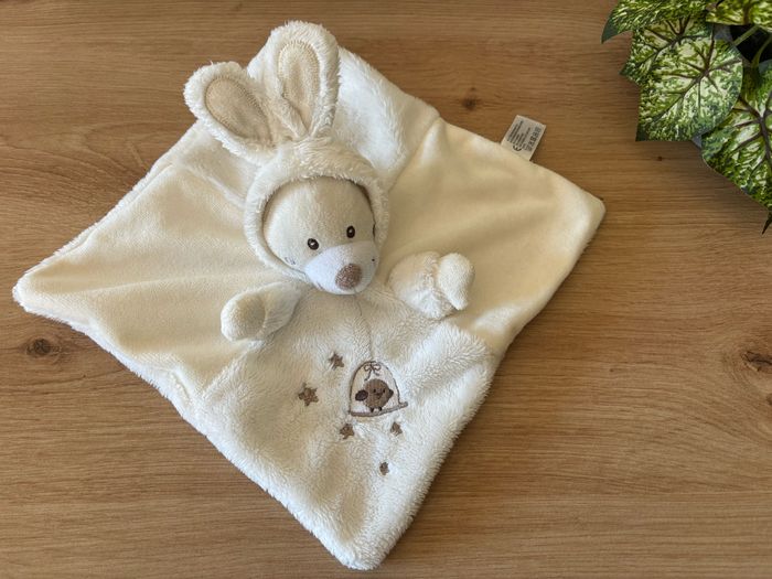 Doudou plat lapin capuche blanc cage oiseau Simba toys - photo numéro 2