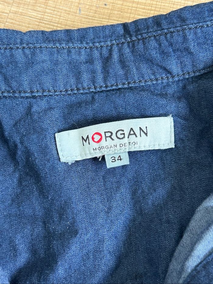 Chemise bleue marine à manches courtes Morgan taille 34 TBE - photo numéro 9