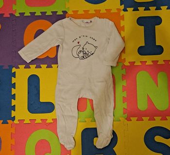 Pyjama 1 pièce blanc chat, pommette,taille 24 mois (86 cm)