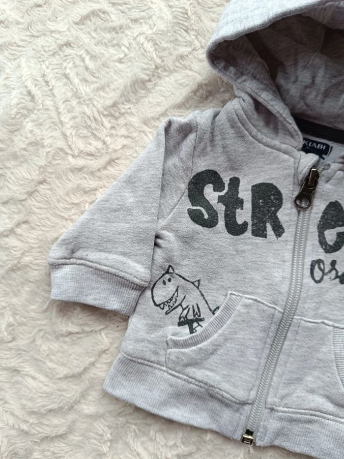 Gilet veste zippée avec capuche Garçon 1 mois streetosaure Dinosaure Kiabi - photo numéro 3