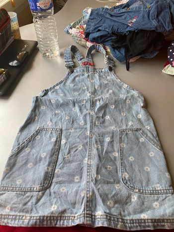 Robe salopette à fleur jean 10 ans