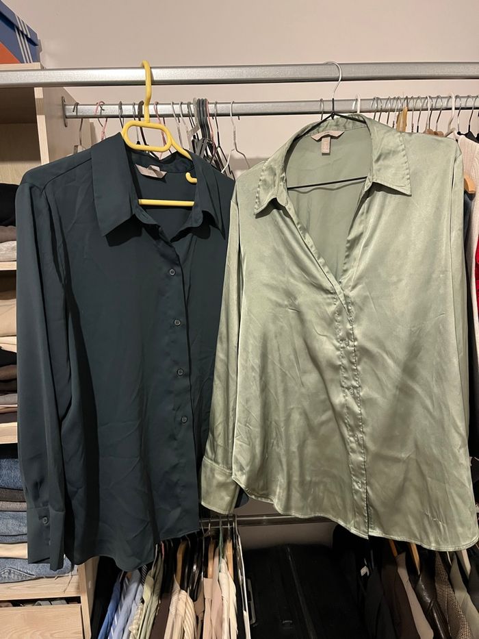 Lot de deux chemises vertes H&M - photo numéro 2