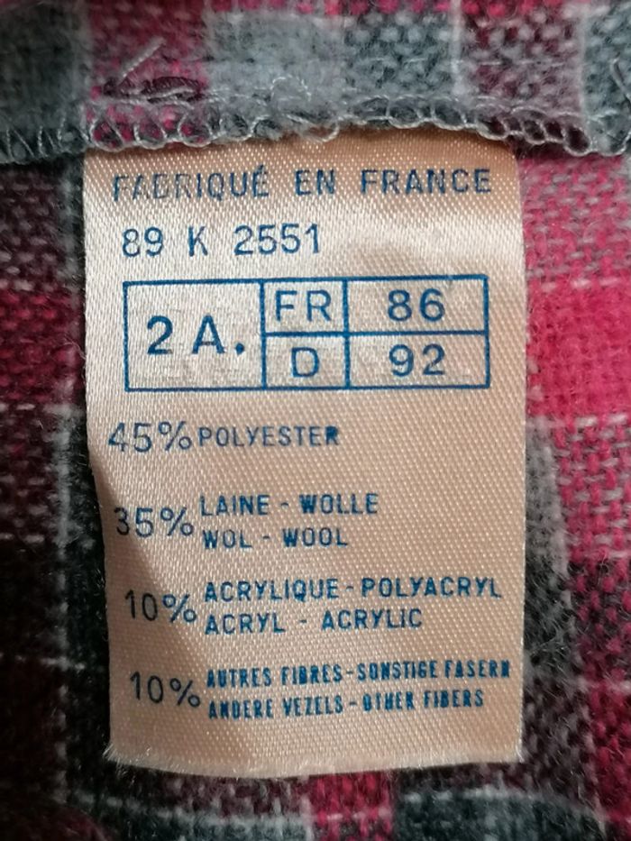 Robe salopette à carreaux laine fabrication française 2ans - photo numéro 2