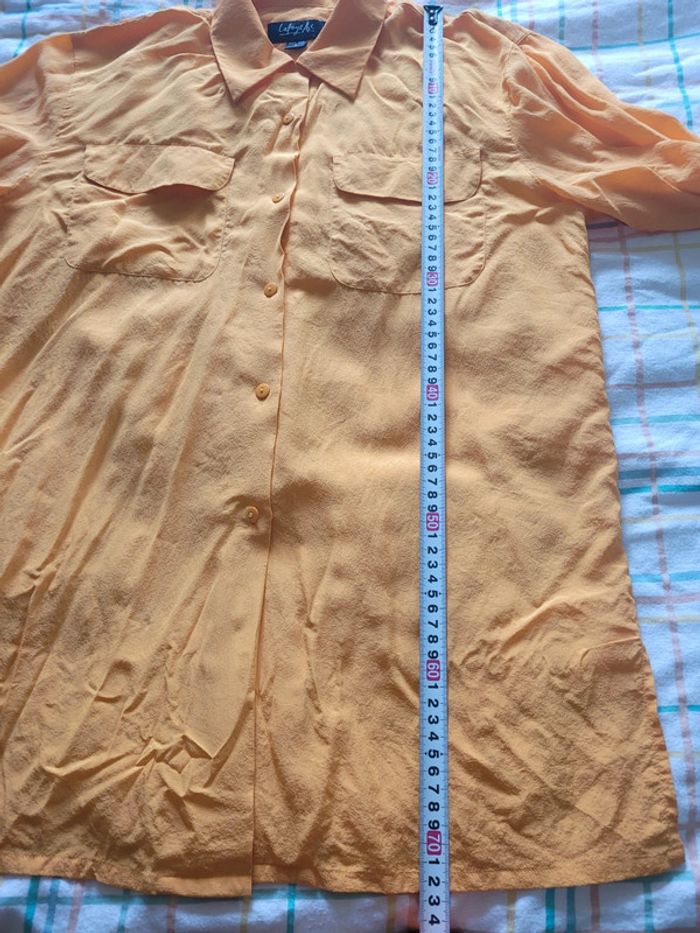 Chemise jaune moutarde, taille M, en soie - photo numéro 7