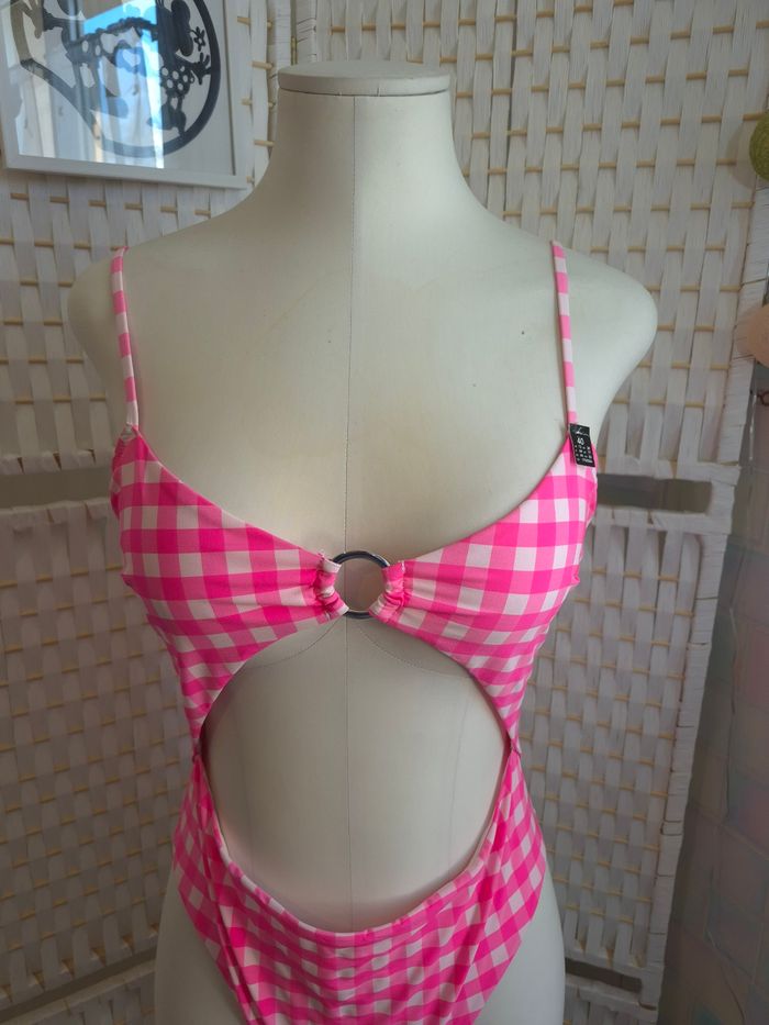 🌸joli maillot de bain 1 pièce Etam rose Gingham / Vichy femme T40 - photo numéro 10