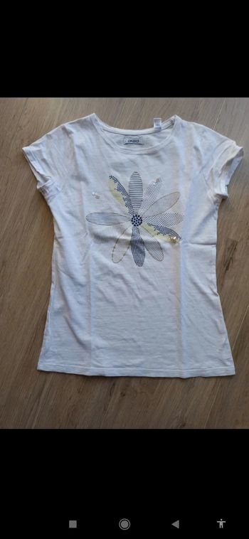 T-shirt blanc Marguerite manche courte Okaïdi 10 ans
