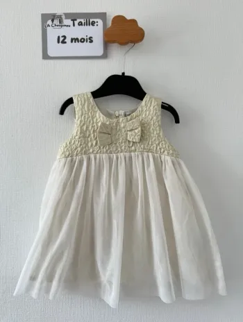 Robe blanche et dore - taille 12 mois 🌸