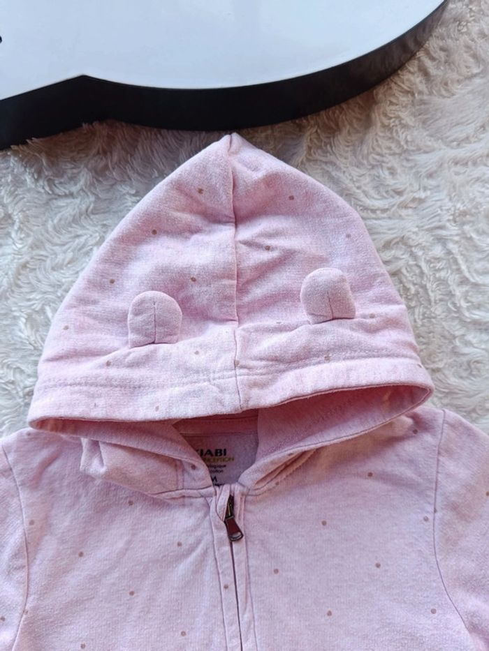 Veste gilet zippé avec capuche Fille 12 mois panda Kiabi Eco conception coton bio - photo numéro 5