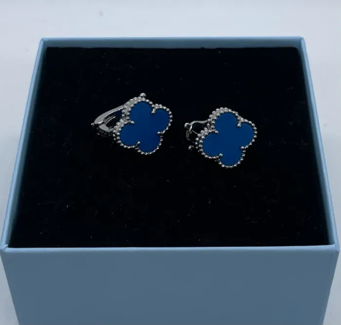 Boucles d’oreilles trèfles bleues à clips - photo numéro 8