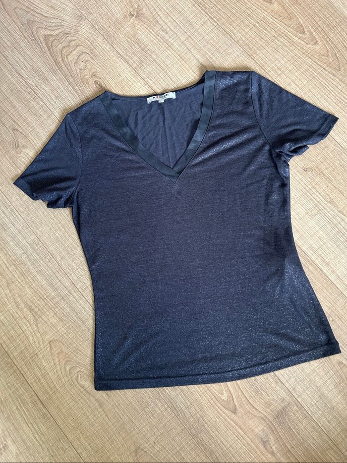 Teeshirt gris foncé pailleté à manches courtes Morgan taille M jamais porté - photo numéro 7