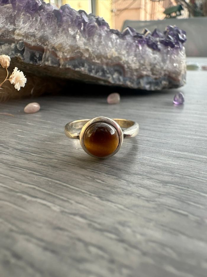 Bague en œil de tigre véritable - Pierre naturelle - photo numéro 3