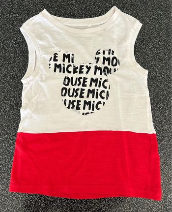 Tee shirt sans manches / débardeur Mickey 8 ans blanc et rouge