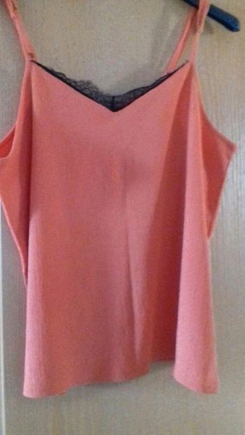 Débardeur orange gaufrée dentelle noire Liberto taille 44
