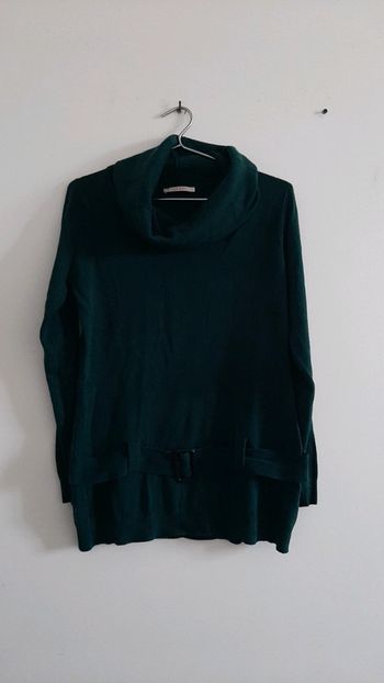 Pull vert col roulé T4