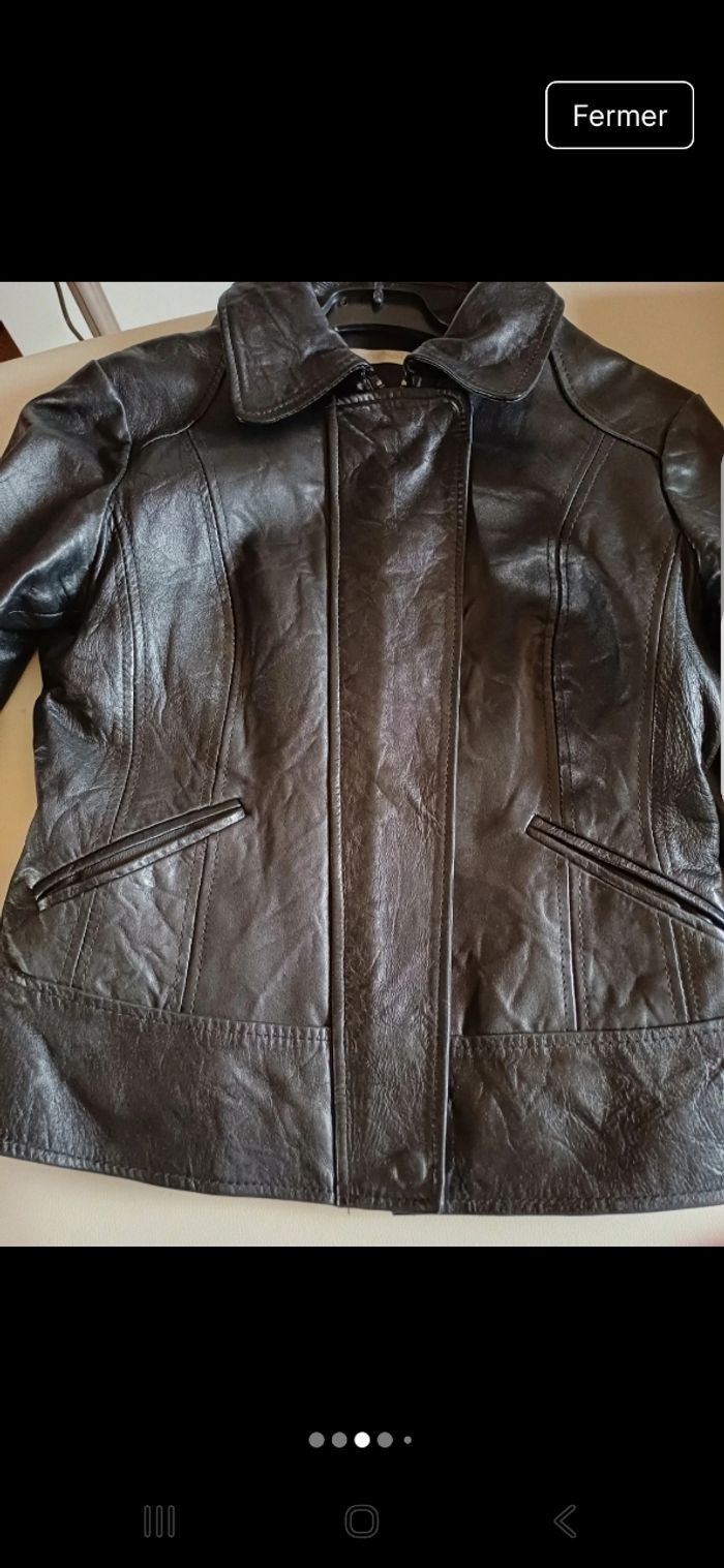 Blouson cuir véritable souple femme - photo numéro 3