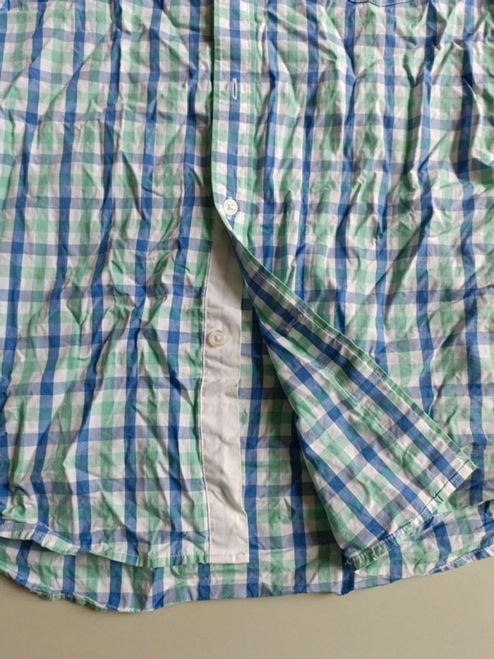 Chemise manche courte rayé bleu et vert brice taille L coupe ajustée - photo numéro 3