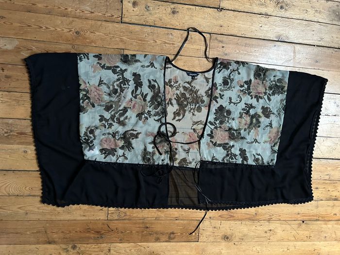 Tunique Kimono voile fleuri 44 Papaya - photo numéro 2