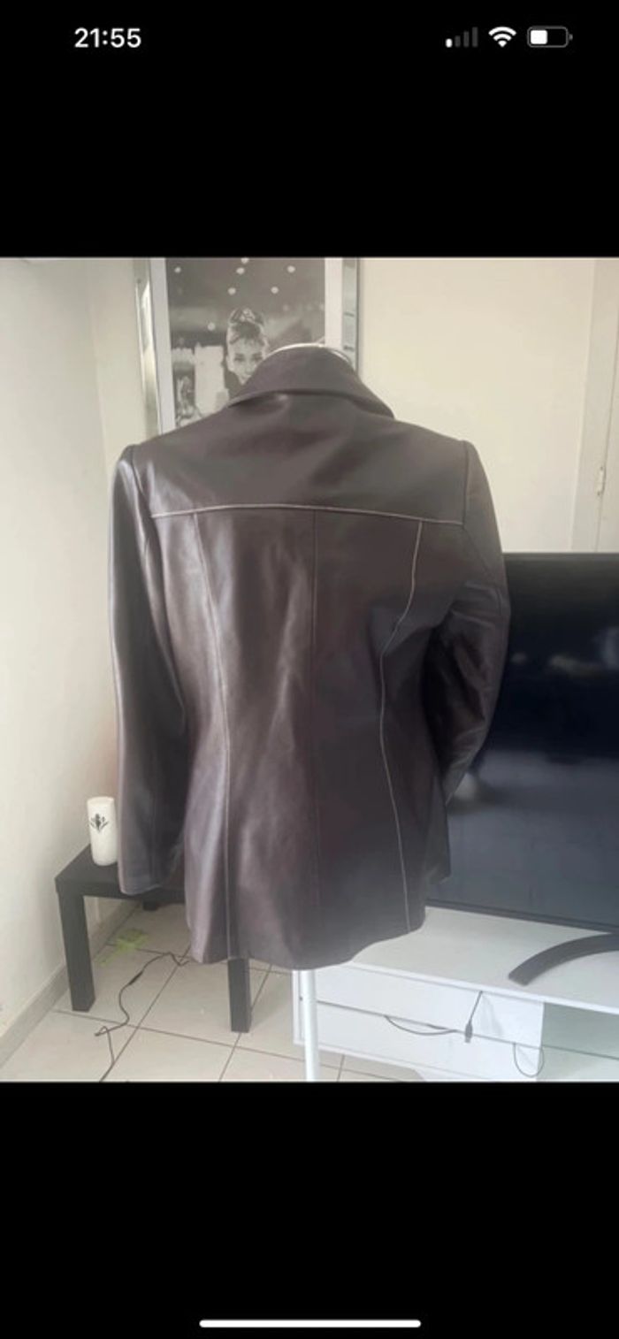 Blazer en cuir véritable vintage modas Christina taille 38 - photo numéro 4